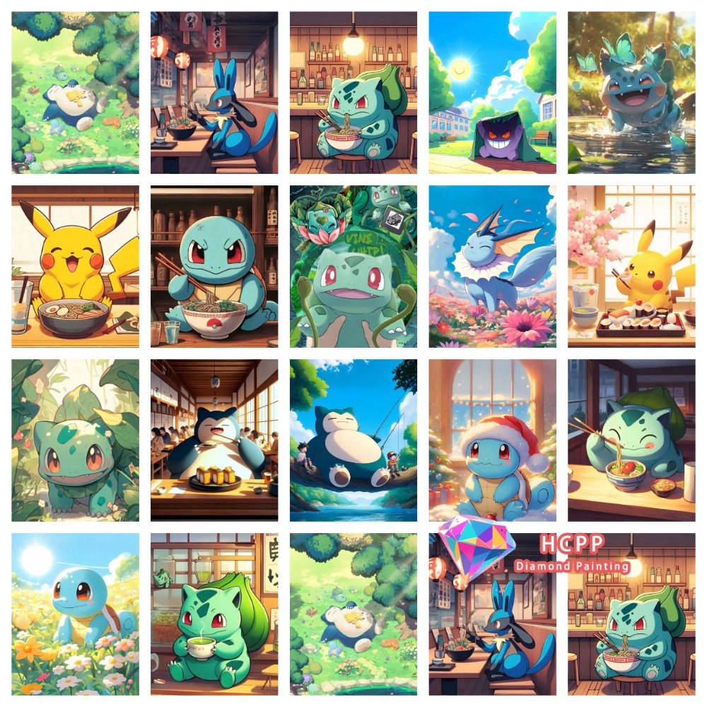 Resin Art For Beginners - Kit de peinture diamant Pikachu Bulbasaur