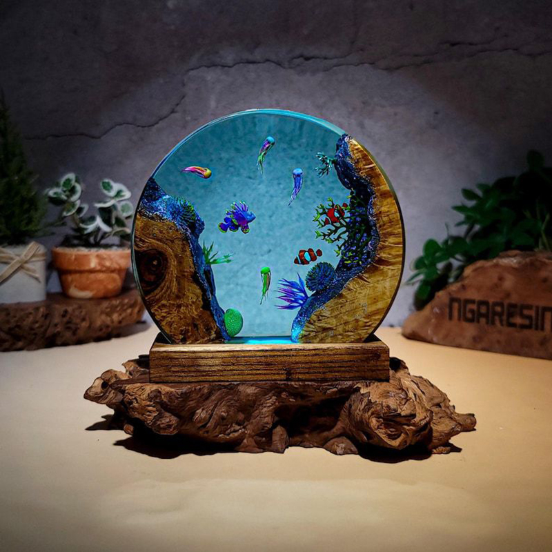 Resin Art Table - Lampe de table en résine sur