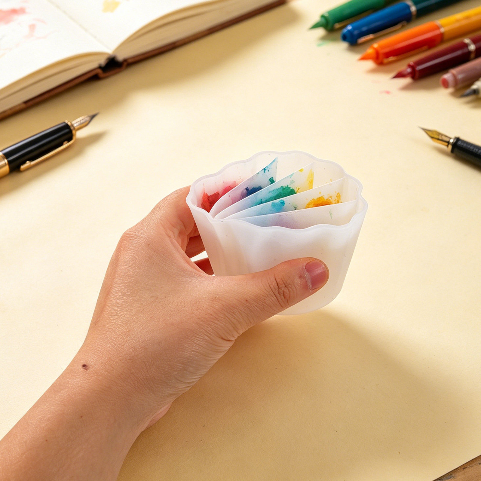 Resin Art Pouring - 4 Pièces Gobelets Ergonomiques en Silicone