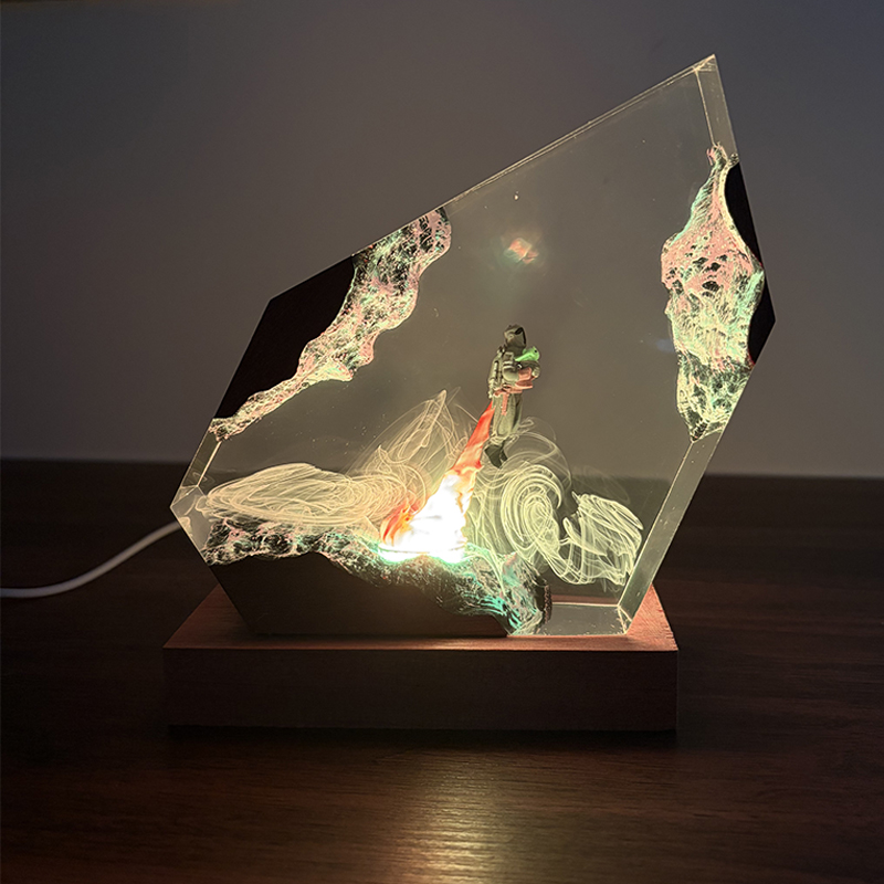 Resin Art Table - Lampe de Table en Résine Organisme