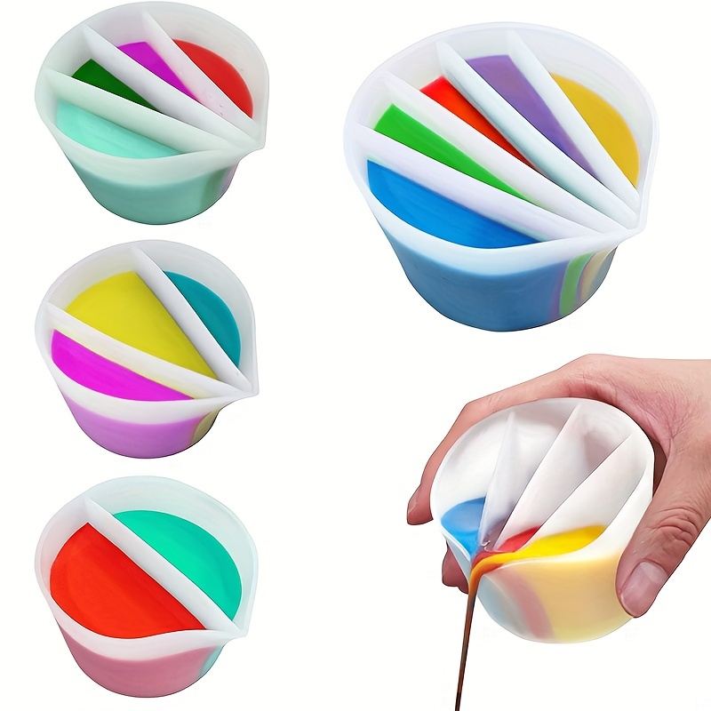 Resin Art Pouring - 4 tasses réutilisables avec séparateurs –