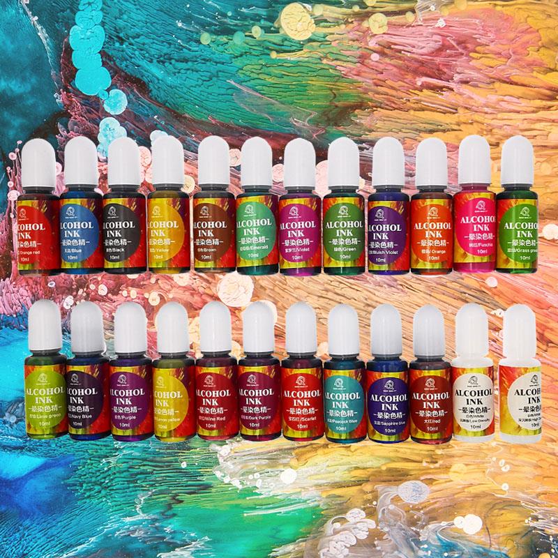Resin Pigment Alcohol Ink - Encre à base d'alcool, 24 couleurs,
