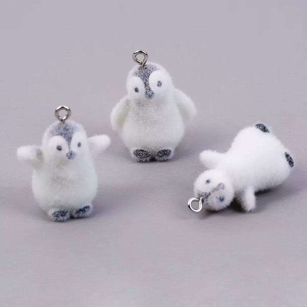 Resin Art Notes - Breloques en résine petit pingouin floqué,